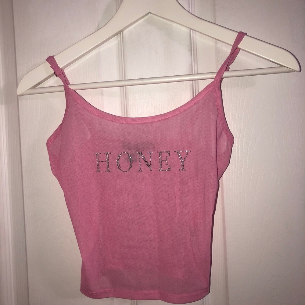 Pink mesh HONEY crop 🍯